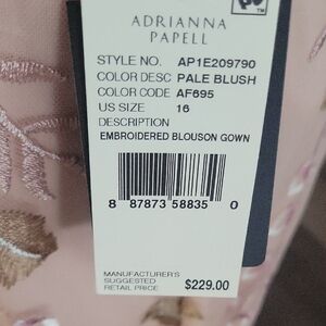 Adrianna Papell Blush Embroidered Gown